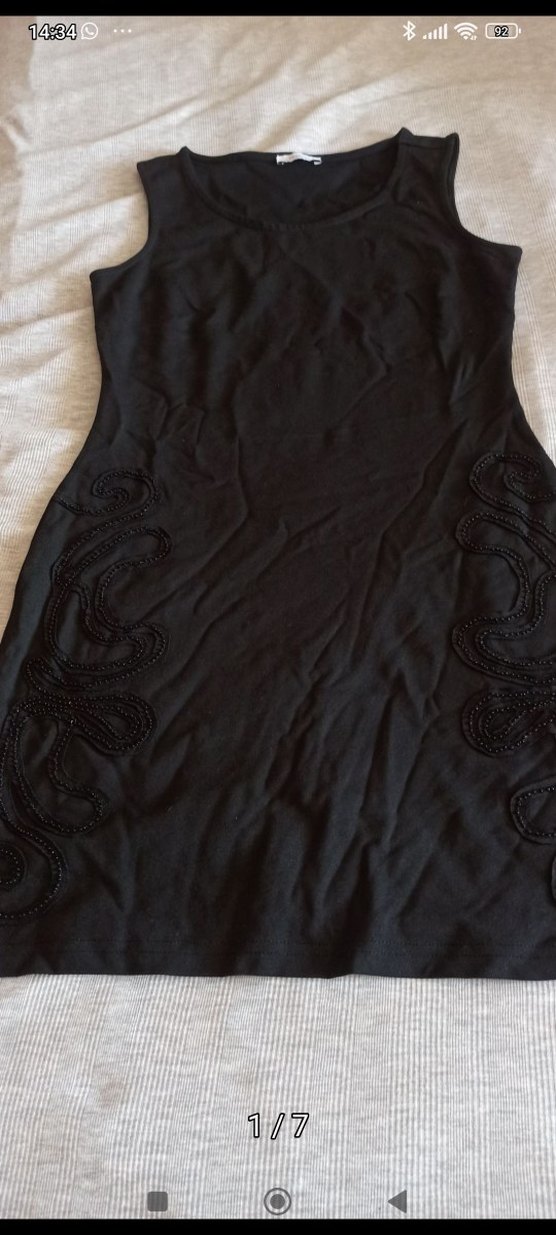 Siyah İşlemeli Boncuk Detaylı Uzun Elbise - Görsel 2