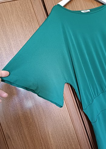 l Beden Yeşil Midi Hamile Tunik, Kısa Kollu
