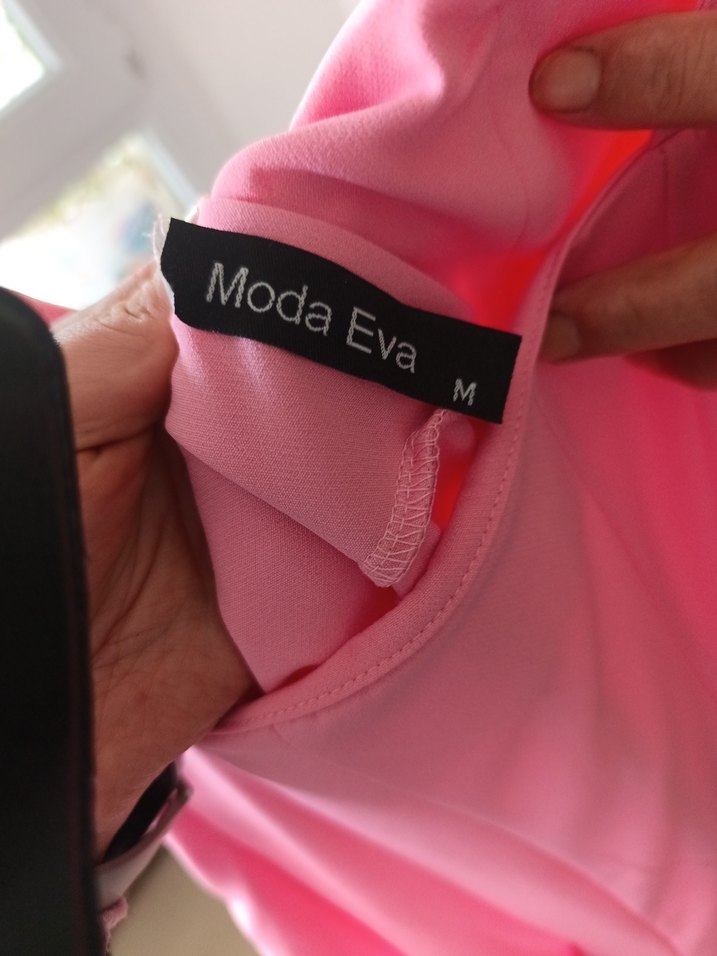 Pembe Pilili Mini Askılı Elbise - Görsel 2