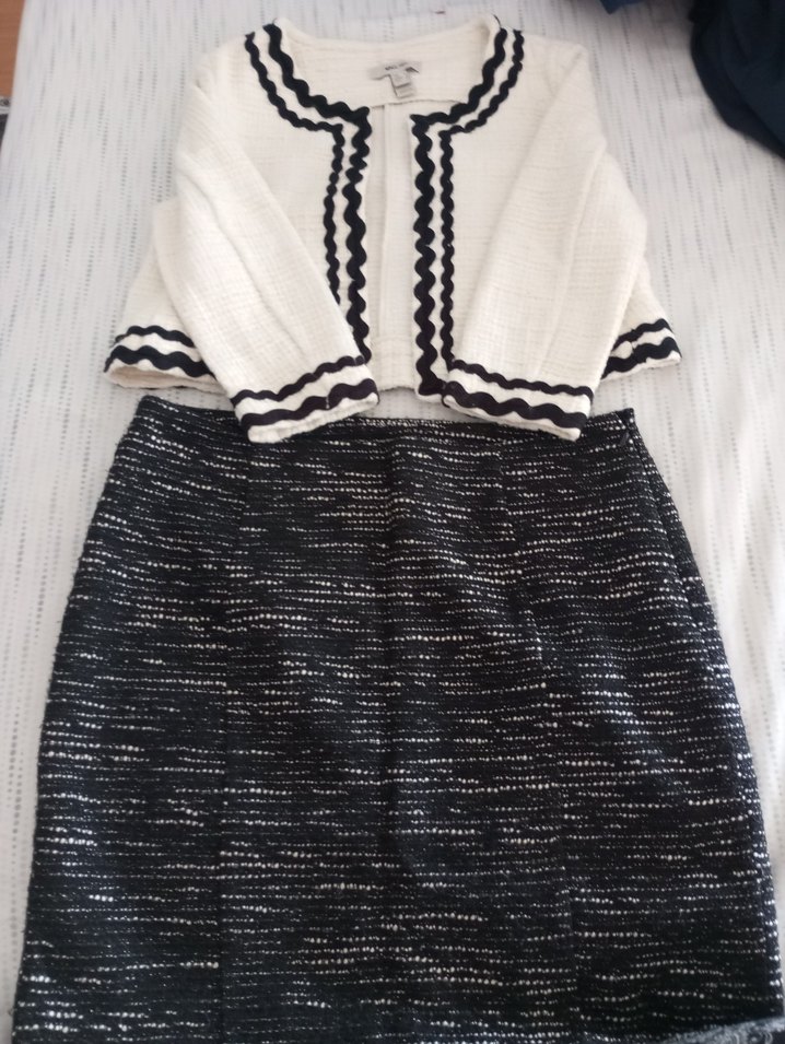 Kısa Triko Annelik Etek Beyaz ve Gri - Görsel 4