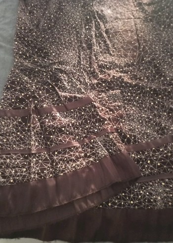 Drapeli Uzun Kahverengi Desenli Hamile Eteği - Görsel 4