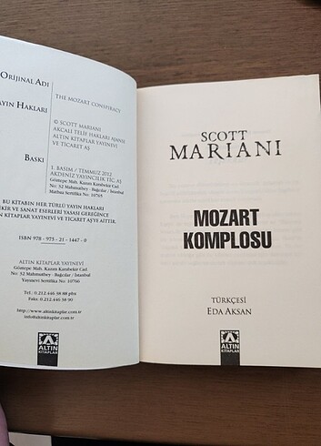  Beden Polisiye roman - Mozart Komplosu