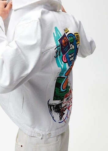 Baskılı loose fit kot ceket