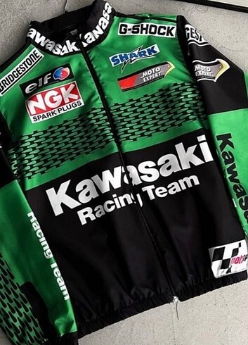 Kawasaki yeşil paraşüt ceket yağmurluk unisex