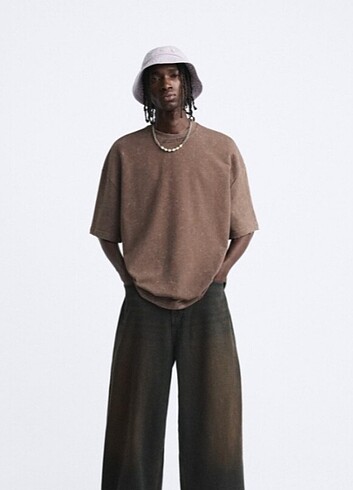 Taşlama kumaş oversize t-shirt