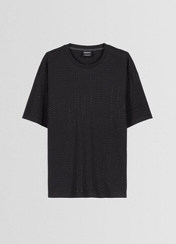 Parlak taşlı oversize t-shirt