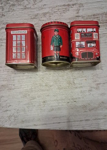 Minyatür ingiliz Temalı Metal çay kutuları 6 cm