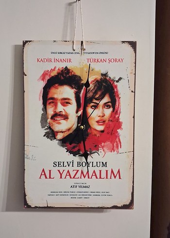 Selvi Boylum Al Yazmalım Duvar Saati - Görsel 4