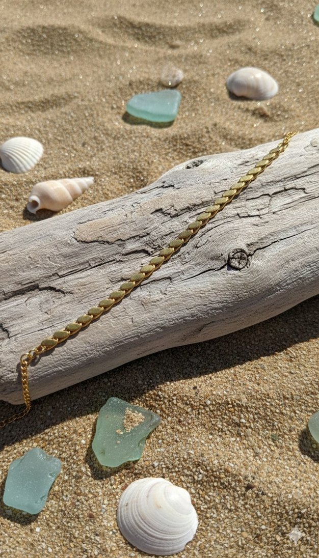 Arpa Zincir Detaylı Altın Rengi Kadın Bileklik - Görsel 4