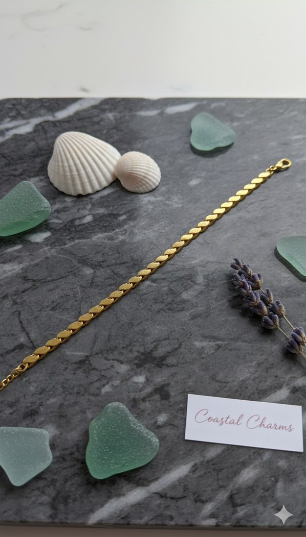 Arpa Zincir Detaylı Altın Rengi Kadın Bileklik - Görsel 3