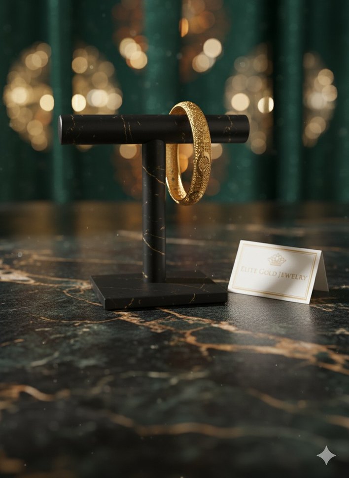 Altın Renkli Çelik Kelepçeli Bilezik - Görsel 5