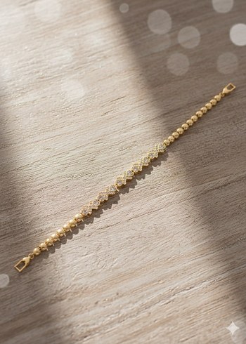 Zincir Detaylı Altın Renkli Kadın Bileklik - Görsel 5