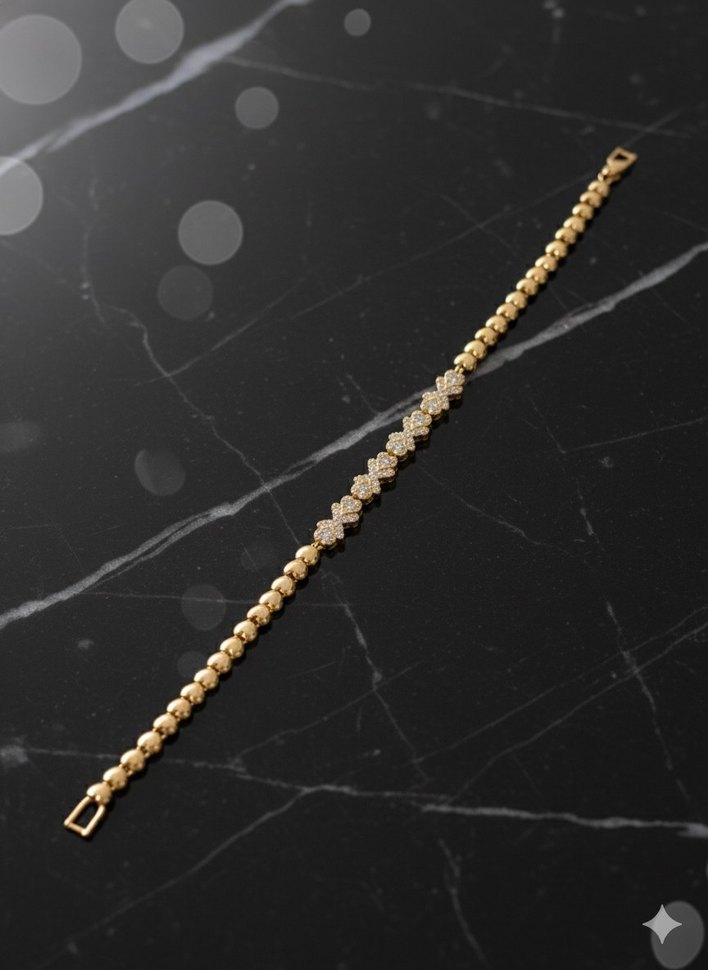 Zincir Detaylı Altın Renkli Kadın Bileklik - Görsel 4