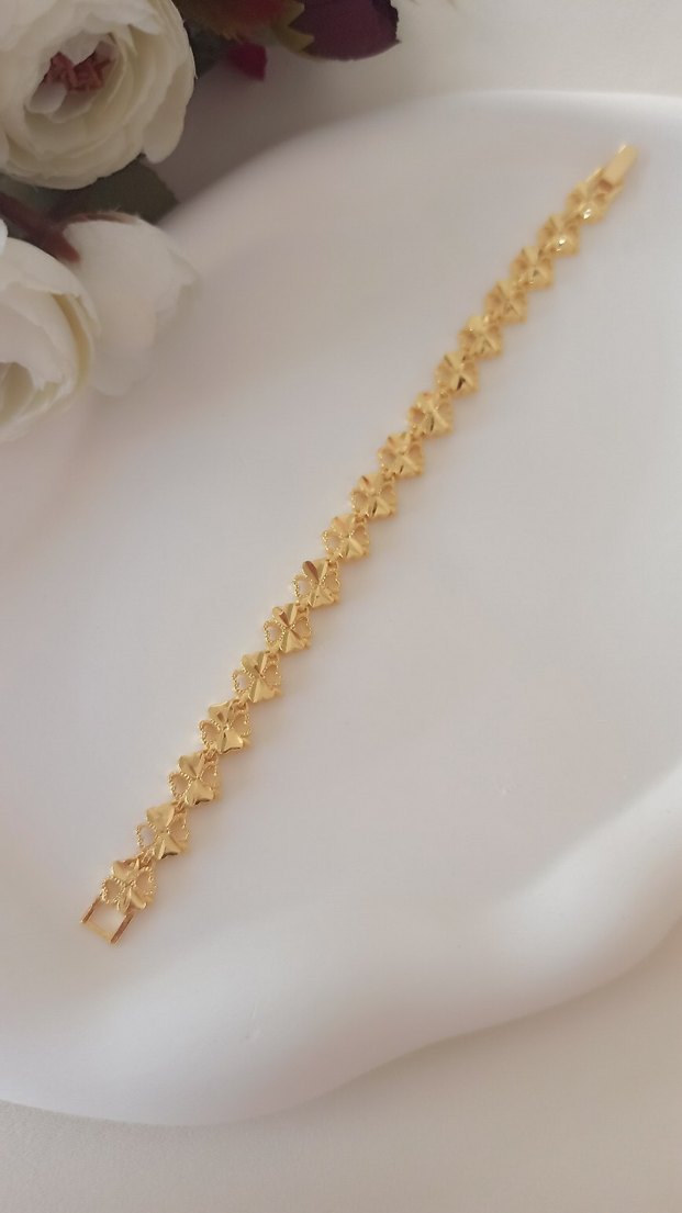 Yoncalı  Altın Renk Kadın Bileklik - Görsel 3