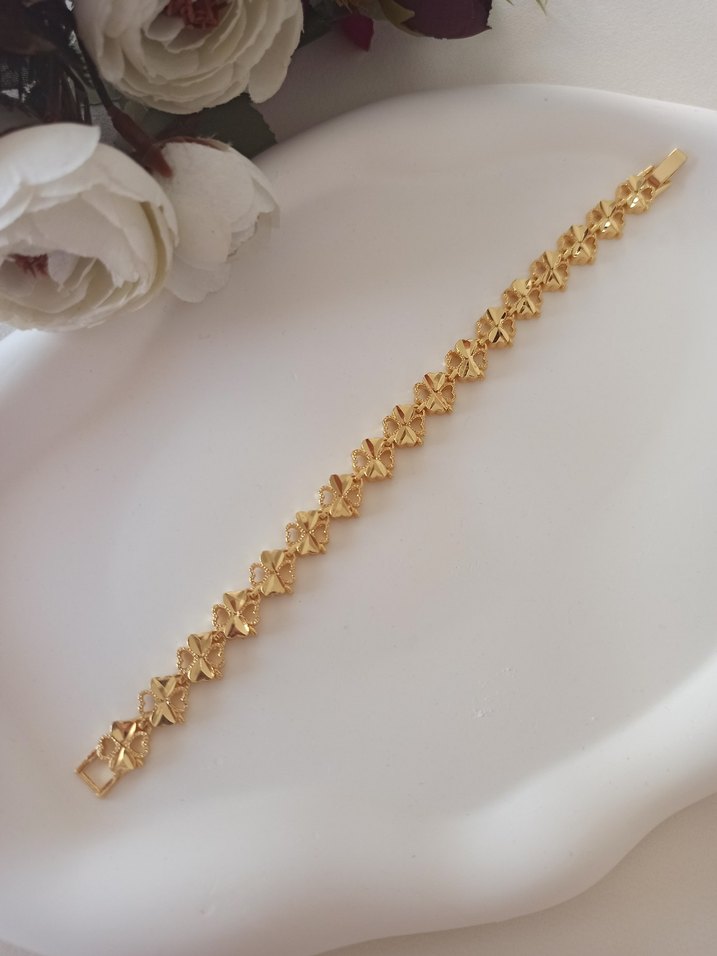 Yoncalı  Altın Renk Kadın Bileklik - Görsel 5