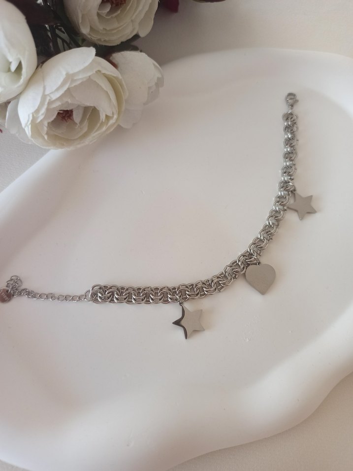 Gri Zincir Detaylı Kadın Bileklik - Görsel 3