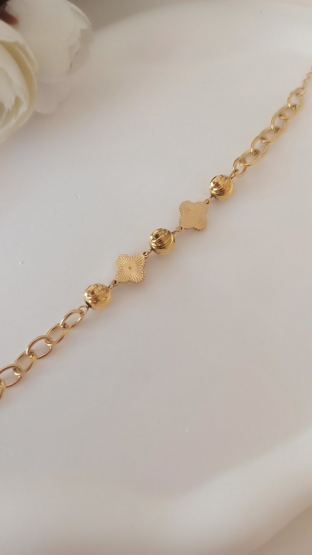 Zincir Detaylı Altın Renkli Kadın Bileklik - Görsel 2