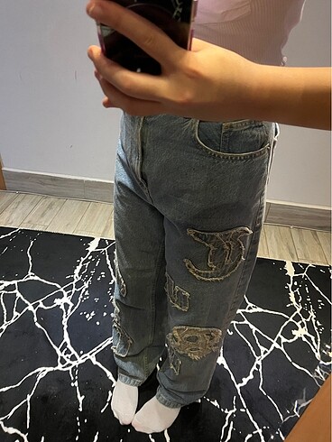 Bershka Yamalı Baggy Jean