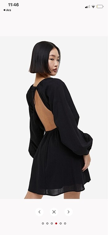 H&M Balon kollu sırtı açık elbise