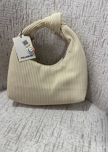 Pull and Bear Ekru Fitilli Mini Omuz Cantasi