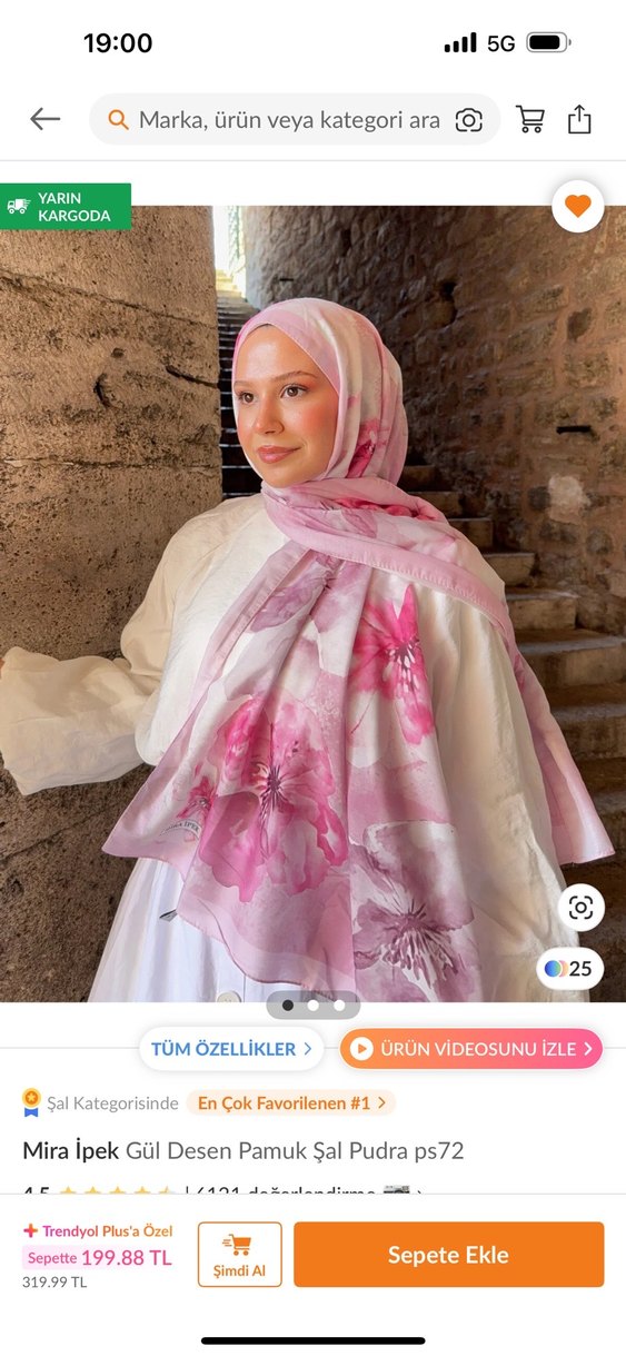 Pembe Çiçekli İnce Şal  Hafif ve Şık — görsel 5/5
