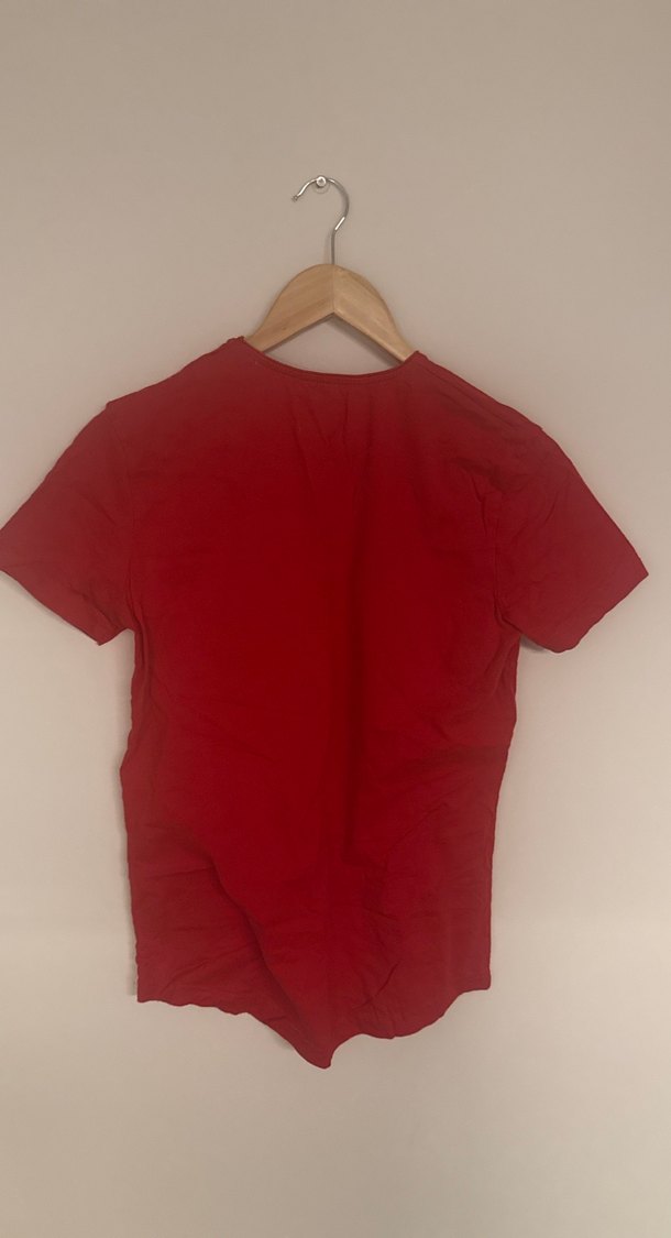 Kırmızı Erkek Kısa Kollu Süet Tişört - Görsel 2