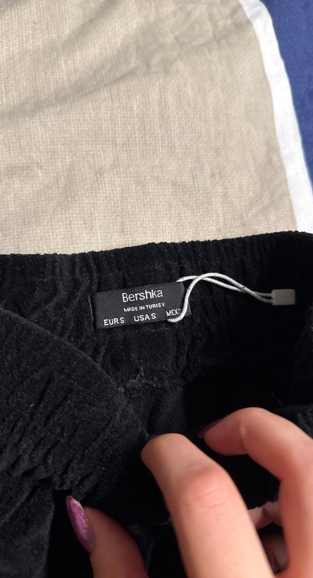 Siyah Loose Fit Kadife Eşofman Altı - Görsel 2