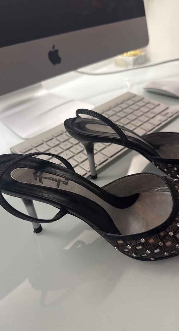 Boncuk İşlemeli Siyah Stiletto - Görsel 5