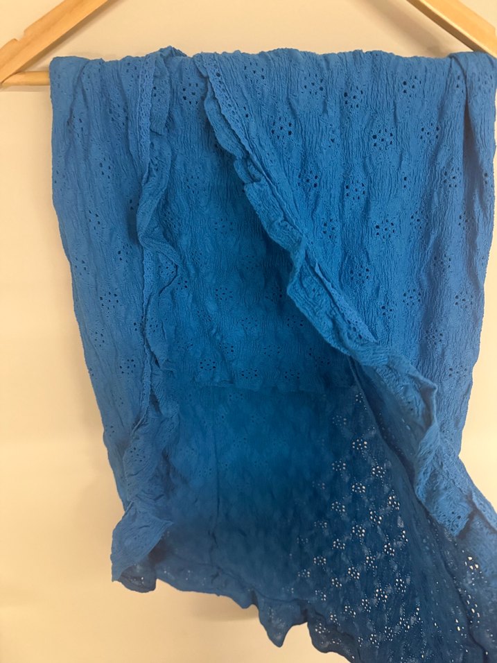 Kadın Mavi Keten Uzun Etek - Görsel 2