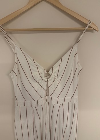 Beyaz Çizgili Uzun Tulum - Görsel 2