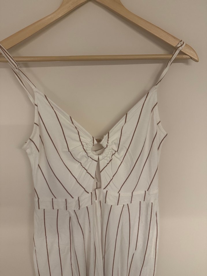 Beyaz Çizgili Uzun  Tulum - Görsel 2