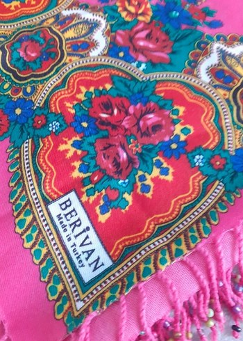 İpekevi Pembe Boncuklu Bohem Kadın Fular