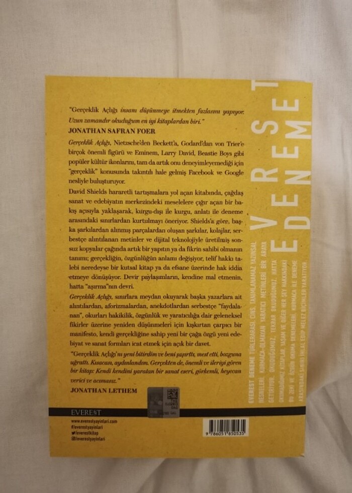 Gerçeklik Açlığı: Bir Manifesto David Shields - Görsel 3