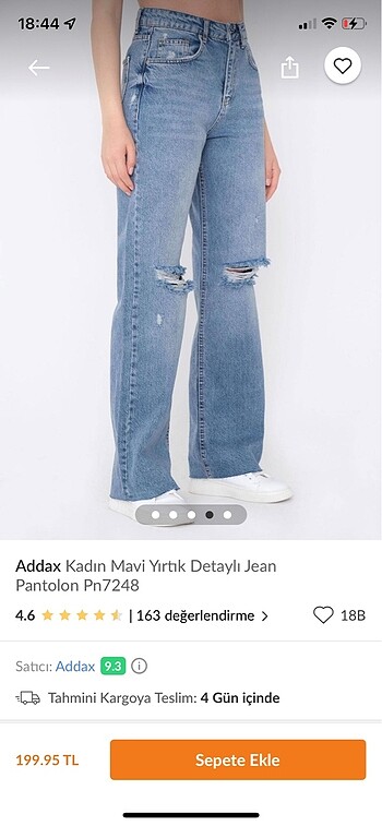 Addax diz yırtık jean