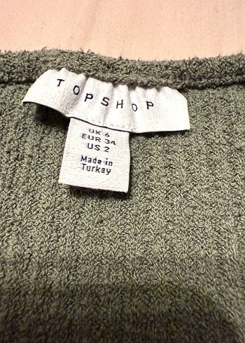 xs Beden Topshop haki V Yakalı Uzun Kollu Triko Kadın crop Kazak