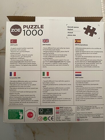  Beden 1000 parça puzzle