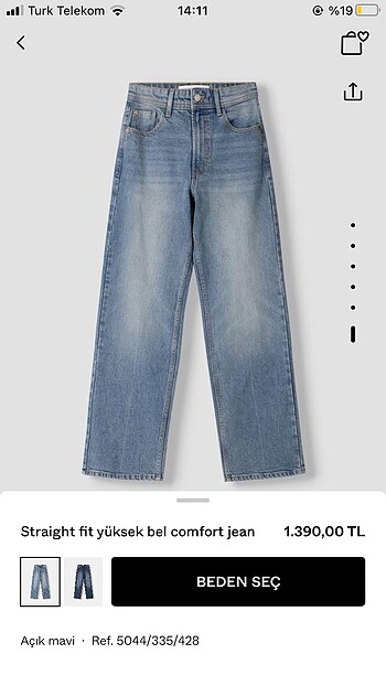 bershka straigft fit yüksek bel comfort jean pantolon