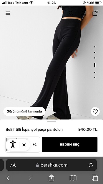 s Beden siyah Renk ispanyol paça tayt pantolon bershka muadili