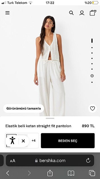 bershka beyaz keten pantolon