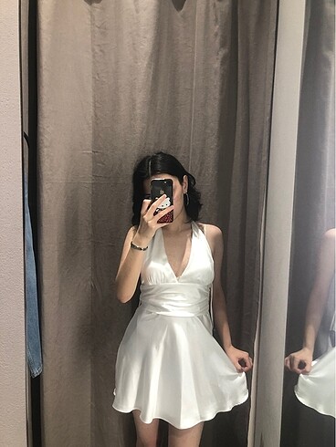 zara beyaz kısa elbise mezuniyet elbisesi düğün elbisesi
