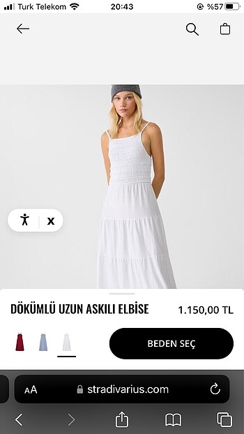 staradivarius beyaz uzun elbise