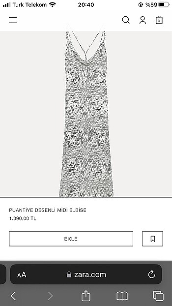 zara uzun puantiyeli elbise