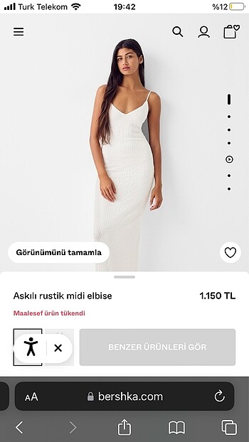 bershka uzun beyaz elbise mezuniyet elbisesi 