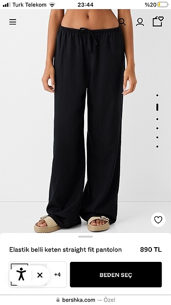 Bershka bershka siyah keten pantolon sıfır hiç giyilmemiş etiketli pull 