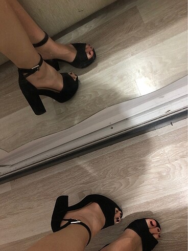 Bershka bershka siyah topuklu ayakkabı platform 10 cm yüksek topuk ayakk