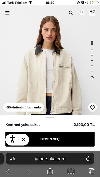 bershka ceket krem beyaz ceket kontrast yaka ceket pull and bear