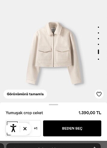 bershka krem yumusak crop ceket