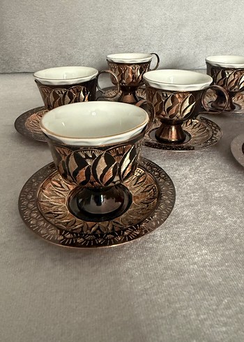 Bakır antika 6'lı Fincan Seti - Görsel 3