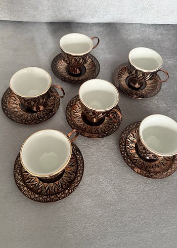 Bakır antika 6'lı Fincan Seti - Görsel 2