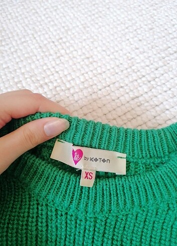 xs Beden yeşil Renk Koton crop kazak